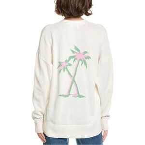 27 Miles Malibu Womens  Intarsia Palm Tree Cardigan, White